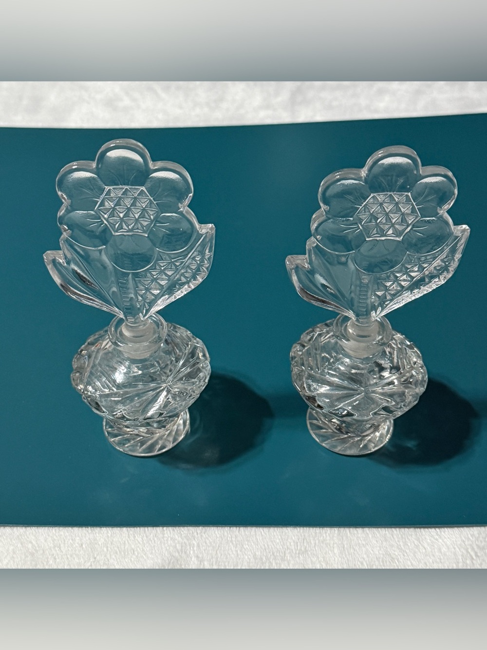 Two vintage Irving W. Rice Glass Perfume Bottles